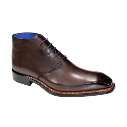 Emilio Franco "Rocco" Chocolate Genuine Italian Calf Leather Dress Ankle Boots.